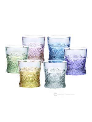 SOUND Set of 6 authentic modern hand painted water glasses in premium quality glass.