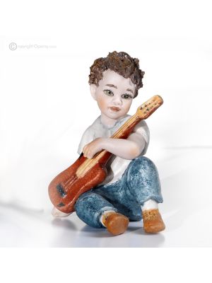 STEVE Musician with guitar Capodimonte, pure porcelain figurine.