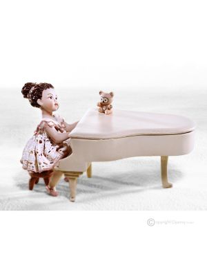 TAMARA - Hand painted porcelain doll, musician with piano, Italian elegance.