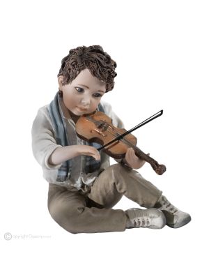 TAMINO - Musician with violin in Capodimonte porcelain, made in Italy.