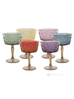 TATUAJE Set of 6 hand-painted champagne glasses, authentic quality glass