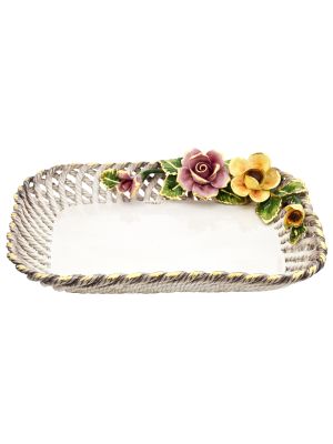 Decorative tray ceramic - Accent décor - Floral sculpture