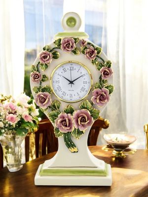 Artwork table clock - Interior décor - Floral sculpture artwork