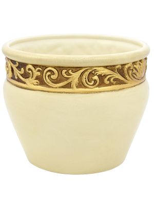 PORTAVASO ORO Cachepot Planter Ceramic Artistic 24k Gold Leaf Handcraft Made in Italy-Beige