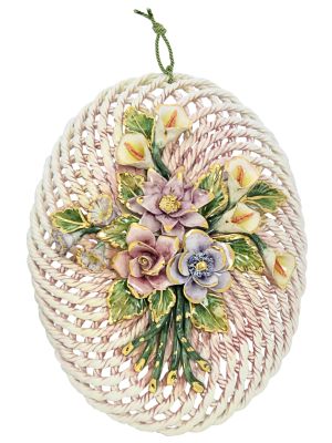 PIATTO FIORI Wall Plate Decorative Dish Hanging Ceramic Baroque 24k Gold Made Italy-Pink