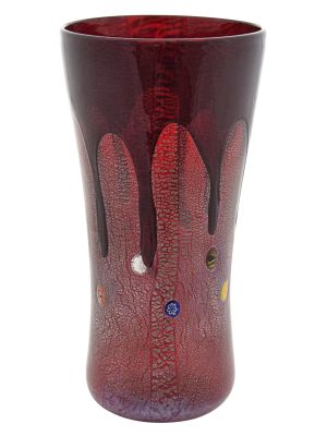 VASO GOCCIA Vase authentic Murano blown glass with Murrine and 925 silver leaf Made Italy