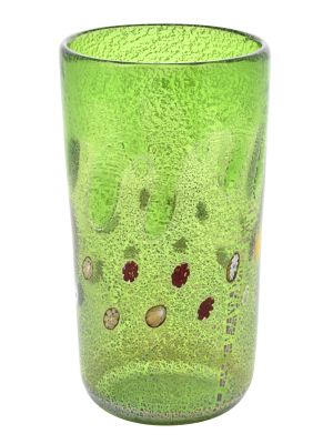 VASO GOCCIA Vase authentic Murano blown glass with Murrine and 925 silver leaf Made Italy