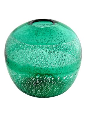VASO FASCIA ARGENTO Murano Vase Glass Silverleaf Venice Made Italy Handmade-Green