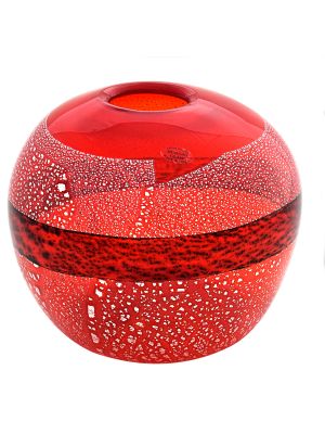 VASO FASCIA ARGENTO Murano Vase Glass Silverleaf Venice Made Italy Handmade-Red