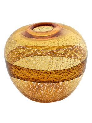 VASO FASCIA ARGENTO Murano Vase Glass Silverleaf Venice Made Italy Handmade-Yellow