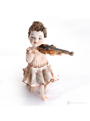 VERA - Capodimonte statuette, musician with violin in fine and unique porcelain.