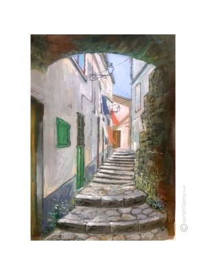 ALLEY OF FORENZA Acrylic painting on canvas modern Made in Italy 
