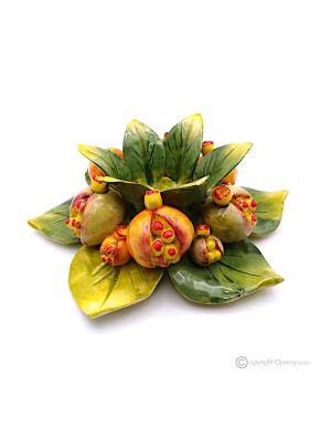 POMEGRANATE CANDLE HOLDER – Centerpiece table decoration, Capodimonte ceramic