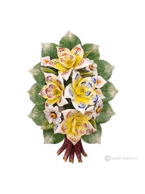 ORCHIDS - Wall floral branch, Capodimonte ceramic, high quality
