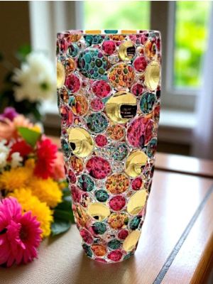 LISBOA Hand painted crystal vase, refined 24K gold details