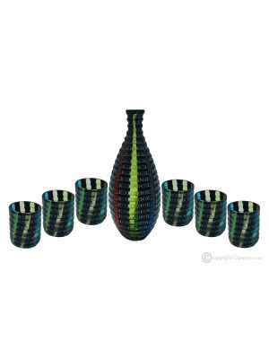 LIQUOR MURRINA Set 6 shot glasses with bottle in Murano glass Made in Italy