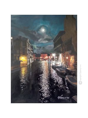 NIGHT Painting on canvas by Massimo Scarpa with encaustic technique