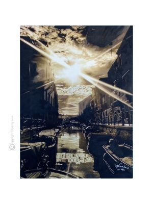 VENETIAN TWILIGHT Painting on canvas by Massimo Scarpa with encaustic technique