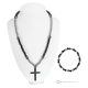 EMOTION – Onyx and hematite cross necklace and bracelet set, true Italian craftsmanship.