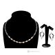 JOY – Necklace and earrings set in silver-plated hematite and river pearls, handmade.
