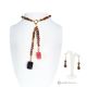 SOLEIL – Rhodonite, Hematite, Tiger’s Eye, Quartz and Onyx Necklace and Earrings Set, Handmade.
