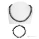 ELIOT - Necklace with bracelet, black matte agate, hematite, labradorite, handmade.