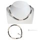 GAIA - Necklace with bracelet in hematite and white compressed shell beads, handmade.