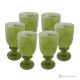 Set of 6 green onyx marble glasses, untreated natural stone only for water, modern design.