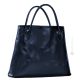 FOGLIE Totes shoulder bag handcrafted women's bag in real leather with imprinted leaves Blue
