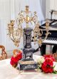 5-flame candelabra in fine ceramic, with elegant gold decorations, handmade.