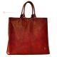 GRETA Shopper tote handcrafted women's shoulder bag in real leather Cognac