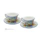 Set of cappuccino cups with saucers, authentic Castelli ceramic, hand-made and hand-painted.