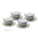 Set of authentic Castelli ceramic cappuccino cups and saucers, hand-made and hand-painted.-4 sets