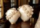 Set of 2 high quality ceramic vases, decorated with roses, Swarovski crystals and gold details.