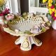 Stand, artistic ceramic centerpiece, decorated with daisies and gold details, handmade