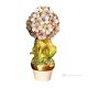 Artistic ceramic plant decorated with hydrangeas and golden details, made entirely by hand.