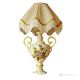 Baroque style artistic ceramic table lamp, decorated with flowers and gold details, handmade