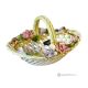 Centerpiece, basket in fine ceramic, embellished with flowers and gold details, handmade.