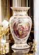 Vase in fine ceramic, decorated with baroque motifs and golden details, handmade.