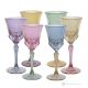 ADA Set of 6 authentic hand-painted stemmed water glasses in superior quality glass.