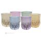 ADA Set of 6 Authentic Modern Hand Painted Water Glasses in Premium Quality Glass.-Multi-colored 