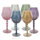 ALKIMIA Set of 6 authentic hand-painted stemmed wine glasses in superior quality glass.