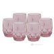 Set of 6 authentic hand painted water glasses in superior quality glass modern design.-Pink