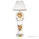 Table lamp with artistic ceramic column, decorated with sunflowers and gold details