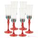 ADAGIO Set of 6 authentic hand-painted flute glasses in superior quality glass.