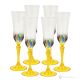ADAGIO Set of 6 authentic hand-painted flute glasses in superior quality glass.