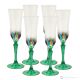 ADAGIO Set of 6 authentic hand-painted flute glasses in superior quality glass.