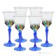 ADAGIO Set of 6 authentic hand-painted stemmed water glasses in superior quality glass.