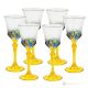 ADAGIO Set of 6 authentic hand-painted stemmed water glasses in superior quality glass.