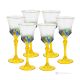 ADAGIO Set of 6 authentic hand-painted stemmed wine glasses in superior quality glass.